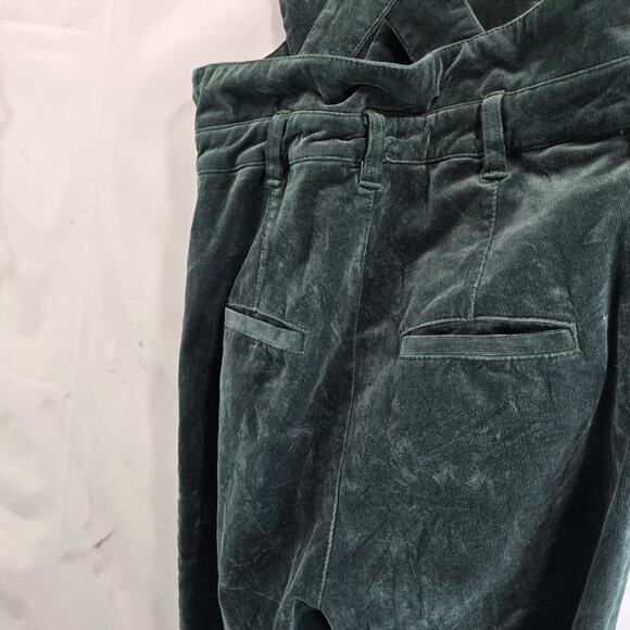 Anthropologie Jumpsuit Womens 29 Green Corduoy Boot Bib Overalls Dark Forest - Picture 9 of 14